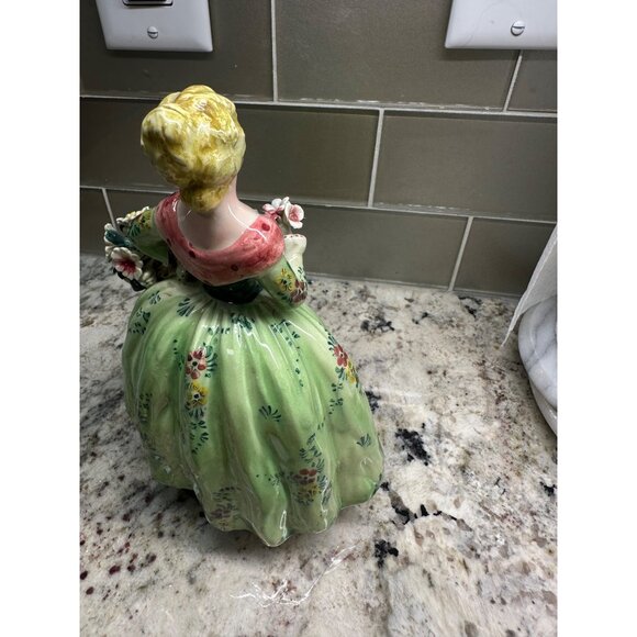 VTG ZSZ Italian Figurine Woman In Floral Dress w Baskets Of Flowers  LE 331/607 - Picture 12 of 16